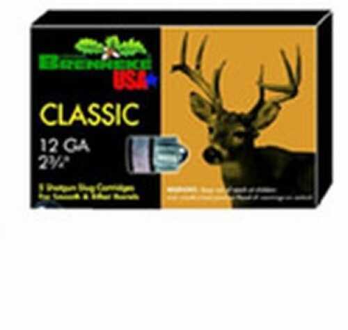 12 Gauge 2-3/4" Slug 1-1/8 oz 5 Rounds Brenneke Shotgun Ammunition